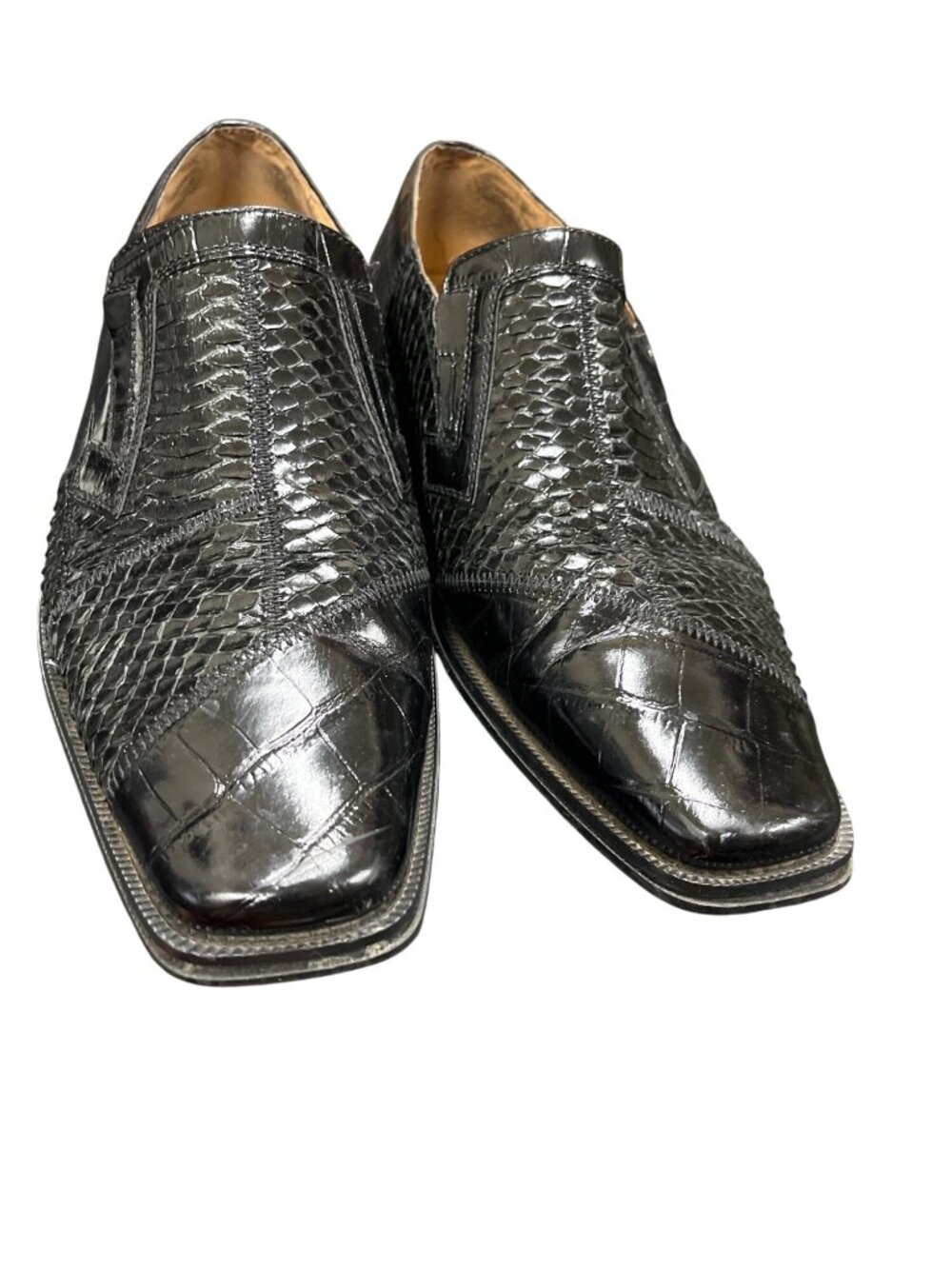 Giorgio Brutini mens black leather dress slip loafers sz 9.5M SKU 10-688